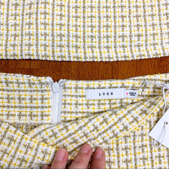 **SOLD** NWT Lush Brand Yellow Tweed Skirt Set - Picture 8 of 8